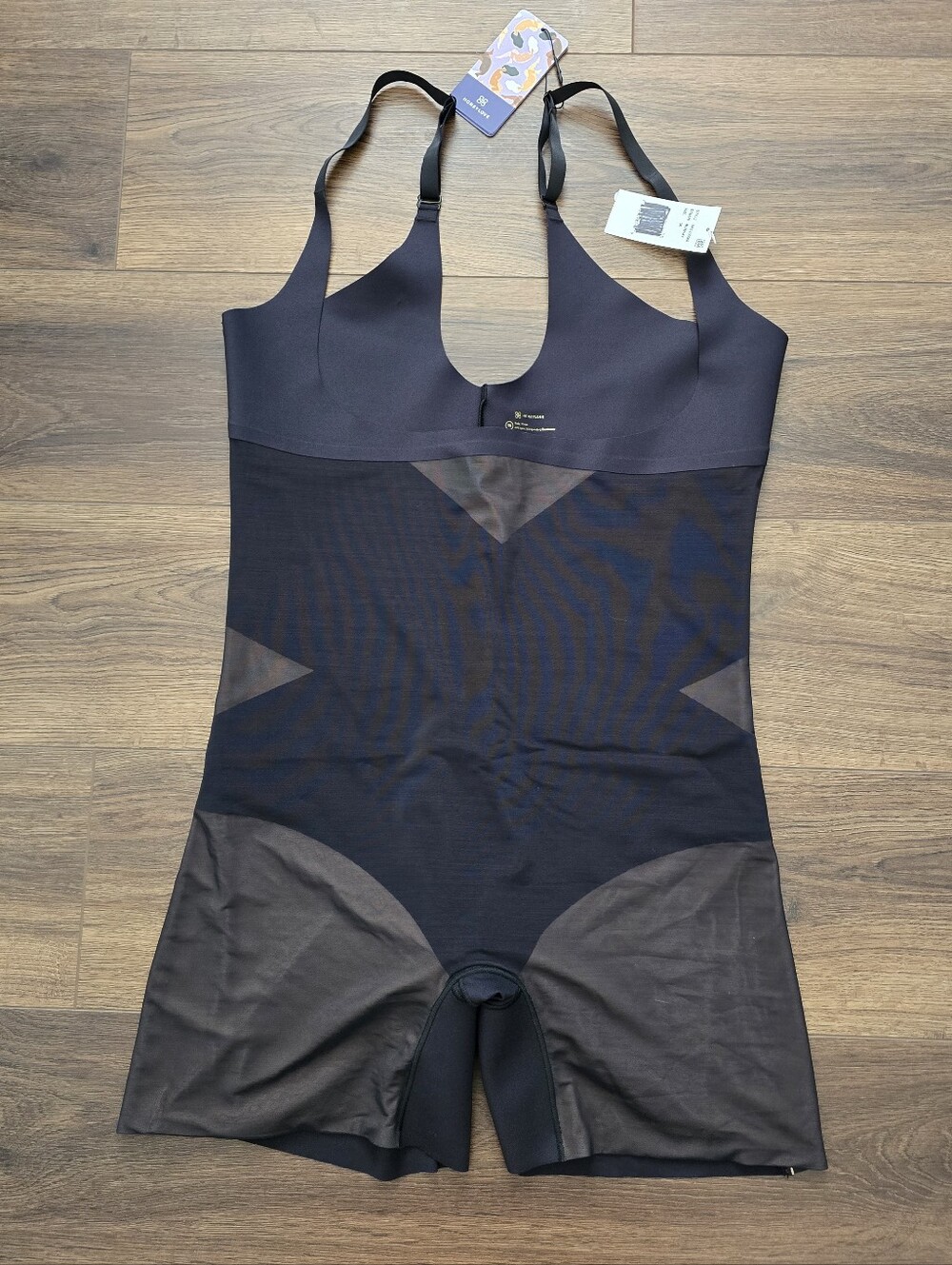Honeylove Size 3X Open-Bust Mid-Thigh Bodysuit Black SPBS00006